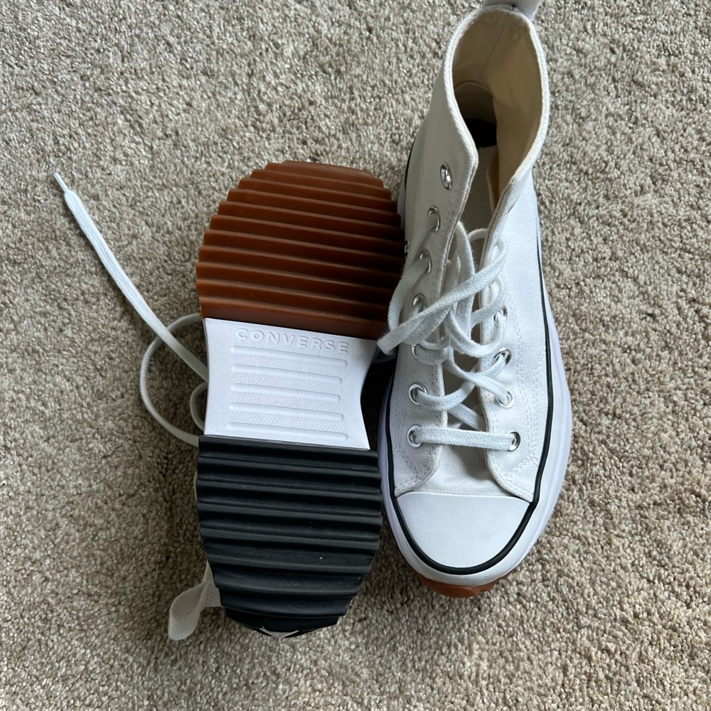 Converse White High-Tops with Unique Sole